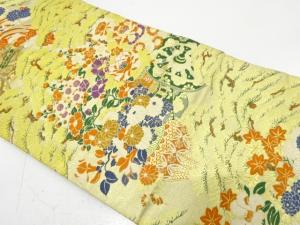 アンティーク　花車に松・梅模様織り出し名古屋帯（材料）